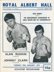 ALAN RUDKIN V JOHNNY CLARK 1972 BOXING PROGRAMME