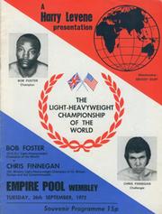 BOB FOSTER V CHRIS FINNEGAN 1972 BOXING PROGRAMME