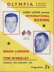 BRIAN LONDON V TOM MCNEELEY 1963 BOXING PROGRAMME