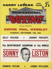 BILLY WALKER V JOHNNY PRESCOTT (PLUS SONNY LISTON APPEARANCE) 1963 BOXING PROGRAMME