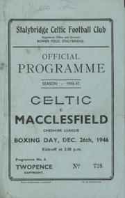 STALYBRIDGE CELTIC  V MACCLESFIELD 1946-47 FOOTBALL PROGRAMME