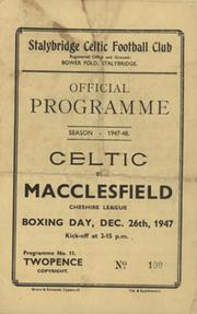 STALYBRIDGE CELTIC  V MACCLESFIELD 1947-48 FOOTBALL PROGRAMME