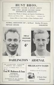 DARLINGTON V ARSENAL (FA CUP 3RD ROUND) 1964-65 FOOTBALL PROGRAMME