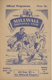 ALL STAR XI V EX MILLWALL PLAYERS (J.D. SHORT BENEFIT) 1955-56 FOOTBALL PROGRAMME