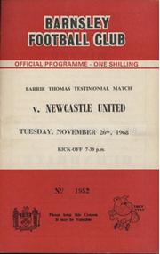 BARNSLEY V NEWCASTLE UNITED (BARRIE THOMAS TESTIMONIAL) 1968-69 FOOTBALL PROGRAMME