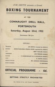 DUDLEY COX V DICK DEWHURST (PORTSMOUTH) 1952 BOXING PROGRAMME