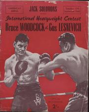 BRUCE WOODCOCK V GUS LESNEVICH 1946 BOXING PROGRAMME