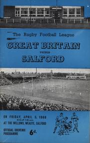 GREAT BRITAIN V SALFORD 1968 RUGBY LEAGUE PROGRAMME