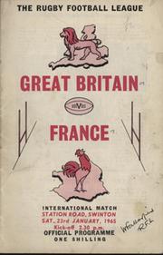 GREAT BRITAIN V FRANCE 1965 RUGBY LEAGUE PROGRAMME