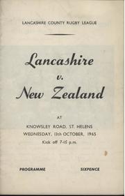 LANCASHIRE V NEW ZEALAND 1965 RUGBY LEAGUE PROGRAMME