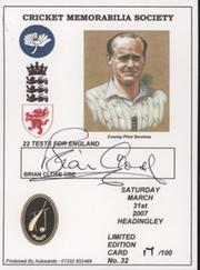 BRIAN CLOSE (ENGLAND) CRICKET AUTOGRAPH