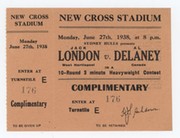 JACK LONDON V AL DELANEY 1938 (NEW CROSS) BOXING TICKET