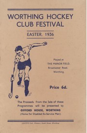 WORTHING HOCKEY CLUB FESTIVAL 1936 PROGRAMME