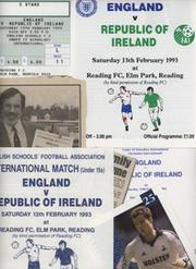 ENGLAND V REPUBLIC OF IRELAND (UNDER 15S) FOOTBALL PROGRAMME 1993