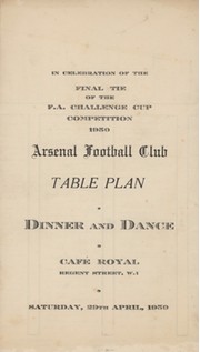 ARSENAL 1950 FA CUP FINAL DINNER & DANCE - TABLE PLAN