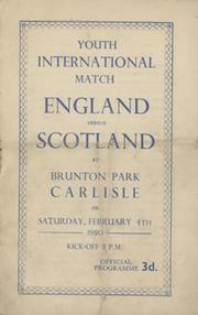 ENGLAND V SCOTLAND (YOUTH INTERNATIONAL) 1949-50 FOOTBALL PROGRAMME - BRUNTON PARK