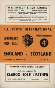 ENGLAND V SCOTLAND (YOUTH INTERNATIONAL) 1957-58 FOOTBALL PROGRAMME - BOOTHFERRY PARK