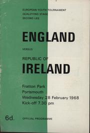 ENGLAND V IRELAND (YOUTH INTERNATIONAL) 1967-68 FOOTBALL PROGRAMME - FRATTON PARK