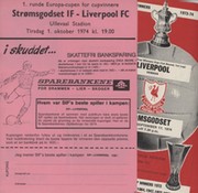 LIVERPOOL V STROMSGODSET 1974-75 (ECWC - BOTH LEGS) FOOTBALL PROGRAMMES