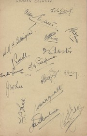 LONDON COUNTIES 1943 SIGNED CRICKET ALBUM PAGE