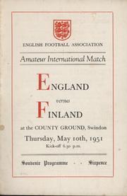 ENGLAND V FINLAND (AMATEUR INTERNATIONAL) 1950-51 FOOTBALL PROGRAMME