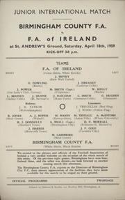 BIRMINGHAM COUNTY FA V FA OF IRELAND (JUNIOR INTERNATIONAL) 1958-59 FOOTBALL PROGRAMME