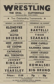 WRESTLING FLYER 1971 (CLIFTONVILLE) - INCLUDING COUNT BARTELLI, CATWEAZLE, WAYNE BRIDGES ETC.