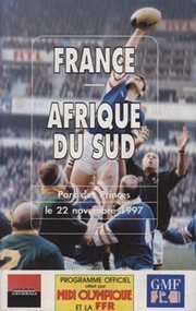 FRANCE V SOUTH AFRICA 1997 RUGBY UNION PROGRAMME