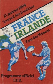 FRANCE V IRELAND 1984 RUGBY PROGRAMME