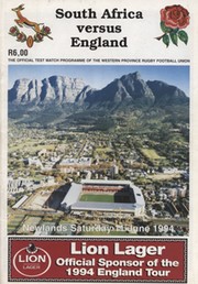 SOUTH AFRICA V ENGLAND 1994 (SECOND TEST) RUGBY PROGRAMME