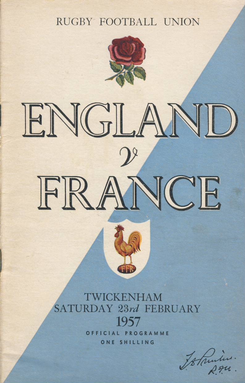 ENGLAND V FRANCE 1957 RUGBY PROGRAMME - England Rugby Union Programmes ...