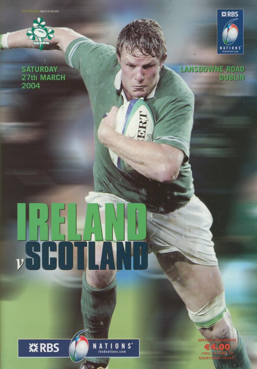 IRELAND V SCOTLAND 2004 RUGBY PROGRAMME: IRELAND'S TRIPLE CROWN ...