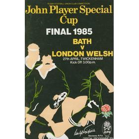 BATH V LONDON WELSH, JOHN PLAYER CUP FINAL 1985 RUGBY PROGRAMME