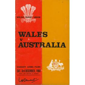 WALES V AUSTRALIA 1966 RUGBY PROGRAMME