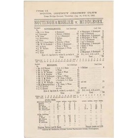 NOTTINGHAMSHIRE V MIDDLESEX 1902 CRICKET SCORECARD - BOSANQUET 7-57