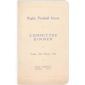 RUGBY FOOTBALL UNION 1936 DINNER MENU