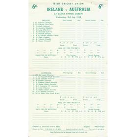 IRELAND V AUSTRALIA 1968 CRICKET SCORECARD