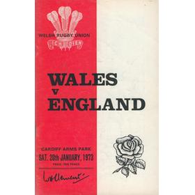 WALES V ENGLAND 1973 RUGBY PROGRAMME