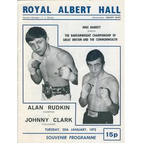 ALAN RUDKIN V JOHNNY CLARK 1972 BOXING PROGRAMME