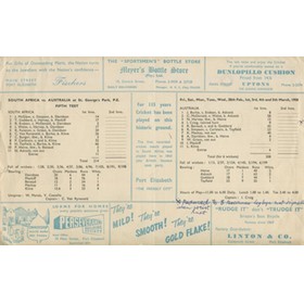 SOUTH AFRICA V AUSTRALIA 1958 CRICKET SCORECARD