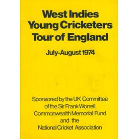 WEST INDIES YOUNG CRICKETERS (TOUR TO ENGLAND) 1974 CRICKET BROCHURE