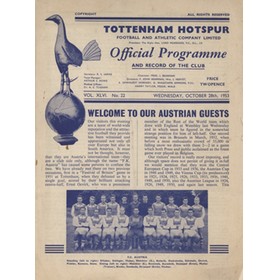 TOTTENHAM HOTSPUR V FC AUSTRIA 1953-54 FOOTBALL PROGRAMME