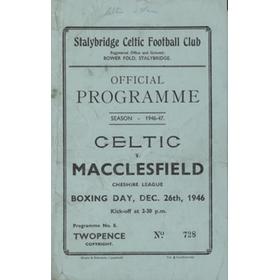 STALYBRIDGE CELTIC  V MACCLESFIELD 1946-47 FOOTBALL PROGRAMME