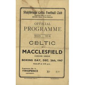 STALYBRIDGE CELTIC  V MACCLESFIELD 1947-48 FOOTBALL PROGRAMME