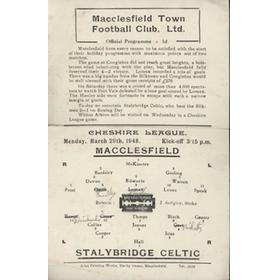 MACCLESFIELD TOWN V STALYBRIDGE CELTIC 1947-48 FOOTBALL PROGRAMME