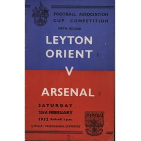 LEYTON ORIENT V ARSENAL (FA CUP 5TH ROUND) 1951-52 FOOTBALL PROGRAMME