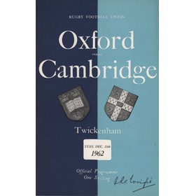 OXFORD V CAMBRIDGE 1962 RUGBY PROGRAMME