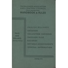 THE BILLIARDS ASSOCIATION AND CONTROL COUNCIL HANDBOOK & RULES