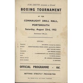 DUDLEY COX V DICK DEWHURST (PORTSMOUTH) 1952 BOXING PROGRAMME