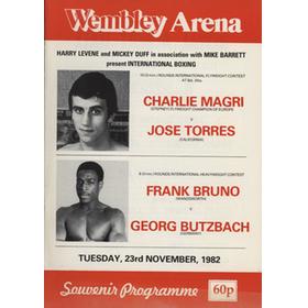 FRANK BRUNO V GEORG BUTZBACH 1982 BOXING PROGRAMME